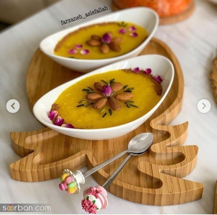 تزیین حلوا با گل محمدی؛ 30 ایده شیک و مجلسی تزیین حلوا برای سفره افطار در ماه رمضان