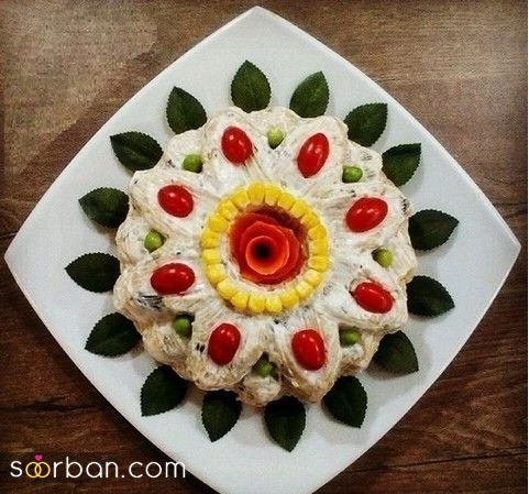 ایده تزیین سالاد الویه ساده جدید؛ جذاب و سریع با خوراکی های دم دستی در انواع مدل ظرف برای مهمانی