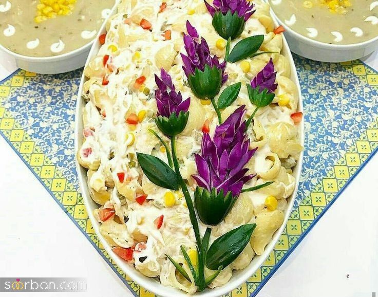 ایده تزیین سالاد الویه ساده جدید؛ جذاب و سریع با خوراکی های دم دستی در انواع مدل ظرف برای مهمانی