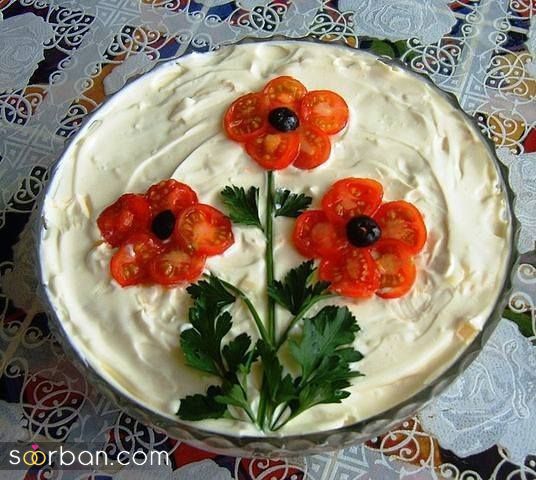ایده تزیین سالاد الویه ساده جدید؛ جذاب و سریع با خوراکی های دم دستی در انواع مدل ظرف برای مهمانی