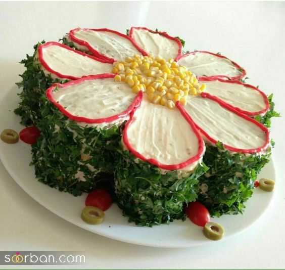ایده تزیین سالاد الویه ساده جدید؛ جذاب و سریع با خوراکی های دم دستی در انواع مدل ظرف برای مهمانی
