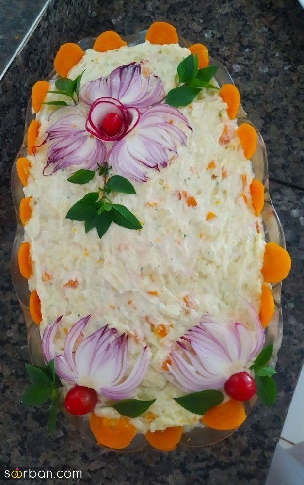 ایده تزیین سالاد الویه ساده جدید؛ جذاب و سریع با خوراکی های دم دستی در انواع مدل ظرف برای مهمانی