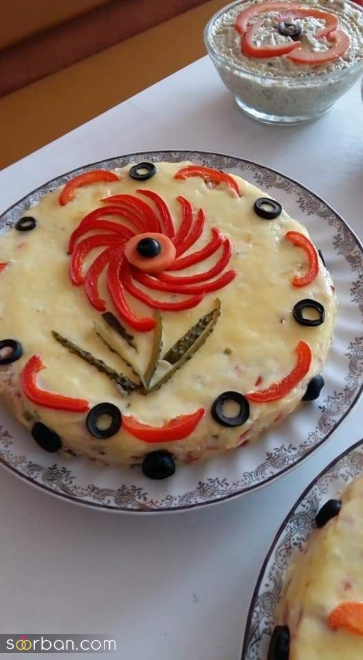 ایده تزیین سالاد الویه ساده جدید؛ جذاب و سریع با خوراکی های دم دستی در انواع مدل ظرف برای مهمانی