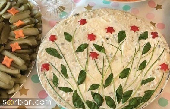 ایده تزیین سالاد الویه ساده جدید؛ جذاب و سریع با خوراکی های دم دستی در انواع مدل ظرف برای مهمانی