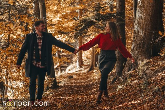 35 مدل ژست عکس پاییزی عاشقانه جدید 2024 فوق العاده خاص و احساسی برای ثبت زیباترین لحظات دو نفره