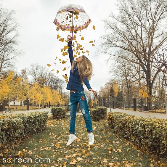 40 مدل ژست عکس با برگ پاییزی دخترانه جدید ساده و خاص با ایده های حرفه ای ناب و جذاب 