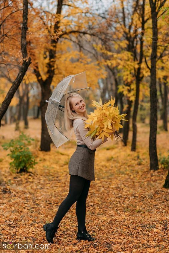 40 مدل ژست عکس با برگ پاییزی دخترانه جدید ساده و خاص با ایده های حرفه ای ناب و جذاب 
