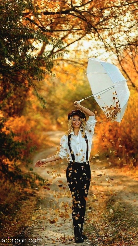 40 مدل ژست عکس با برگ پاییزی دخترانه جدید ساده و خاص با ایده های حرفه ای ناب و جذاب 