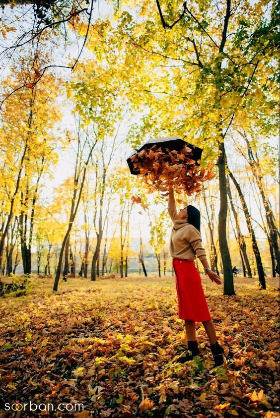40 مدل ژست عکس با برگ پاییزی دخترانه جدید ساده و خاص با ایده های حرفه ای ناب و جذاب 