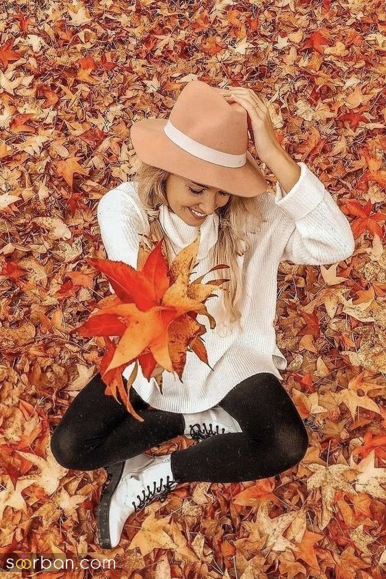 40 مدل ژست عکس با برگ پاییزی دخترانه جدید ساده و خاص با ایده های حرفه ای ناب و جذاب 