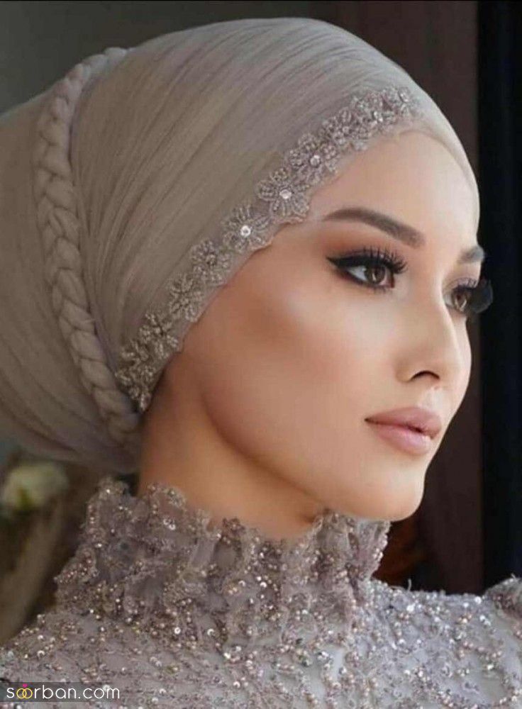 لباس مجلسی با توربان | لباس مجلسی با توربان ست برای خانم های باحجابی که میخوان شیک باشن