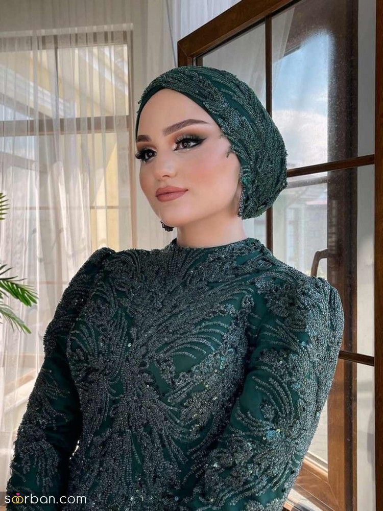 لباس مجلسی با توربان | لباس مجلسی با توربان ست برای خانم های باحجابی که میخوان شیک باشن