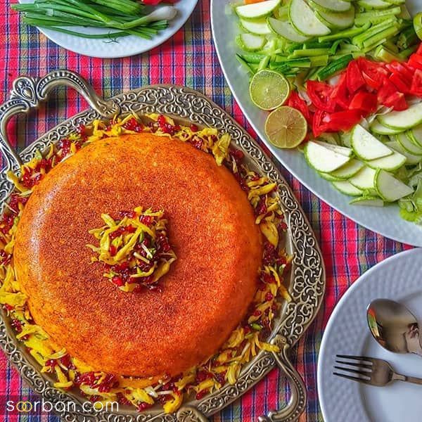تزیین ته چین خوشمزه؛ تزیین ته چین مرغ و گوشت با ایده های شیک و جذاب برای پاگشای عروس