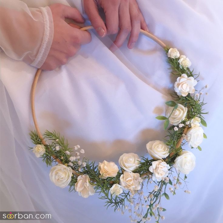 دسته گل حلقه ای عروس | مدل دسته گل دایره ای برای عروس ترند 2025