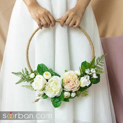 دسته گل حلقه ای عروس | مدل دسته گل دایره ای برای عروس ترند 2025