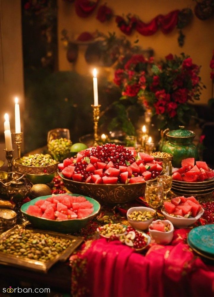 تزیین سفره شب یلدا برای عروس | دیزاین یلدایی برای عروس خانم ها در سال ۱۴۰۳
