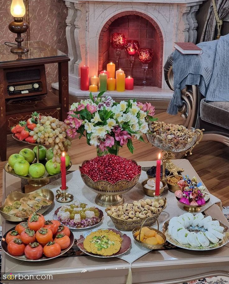 تزیین سفره شب یلدا برای عروس | دیزاین یلدایی برای عروس خانم ها در سال ۱۴۰۳