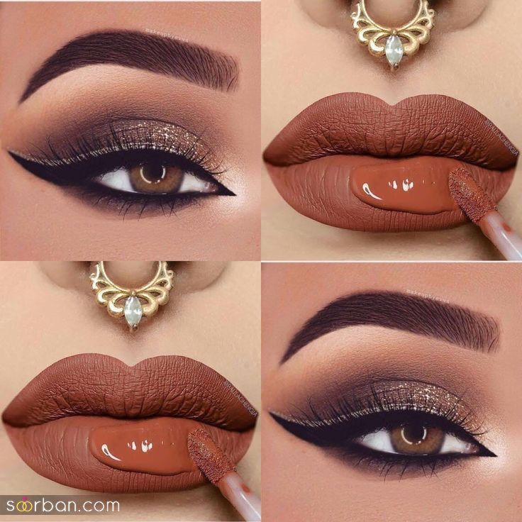 مدل آرایش صورت با رژ قهوه ای جدید و شیک؛ برای یک میکاپ منحصر به فرد و خاص!