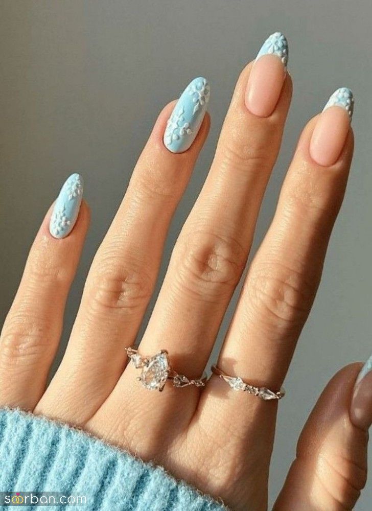 30 عکس ژلیش ناخن آبی آسمانی جدید؛ طراحی ناخن زیبا به رنگ آبی آسمان!