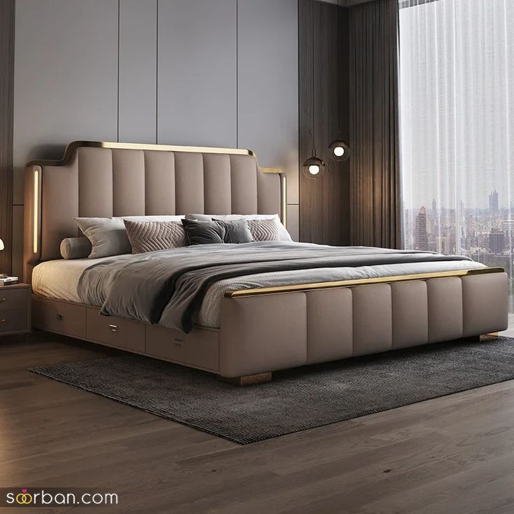 مدل تخت خواب دو نفره مدرن 2025 | تخت خواب دو نفره جدید عروس داماد 