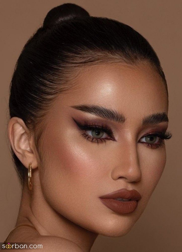 مدل آرایش صورت با رژ قهوه ای جدید و شیک؛ برای یک میکاپ منحصر به فرد و خاص!