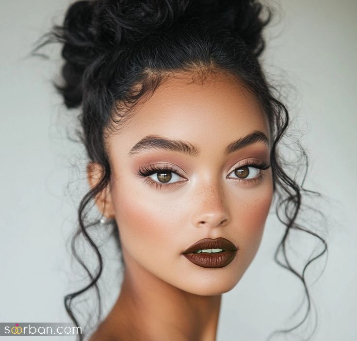 مدل آرایش صورت با رژ قهوه ای جدید و شیک؛ برای یک میکاپ منحصر به فرد و خاص!