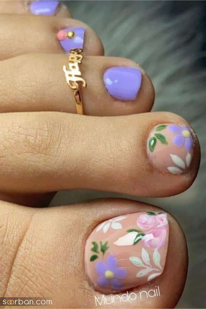 طرح ناخن پا برای عید ۱۴۰۴ | طرح ناخن پا برای عید ۱۴۰۴ بسیار شاد و رنگی رنگی که عاشقشون میشید