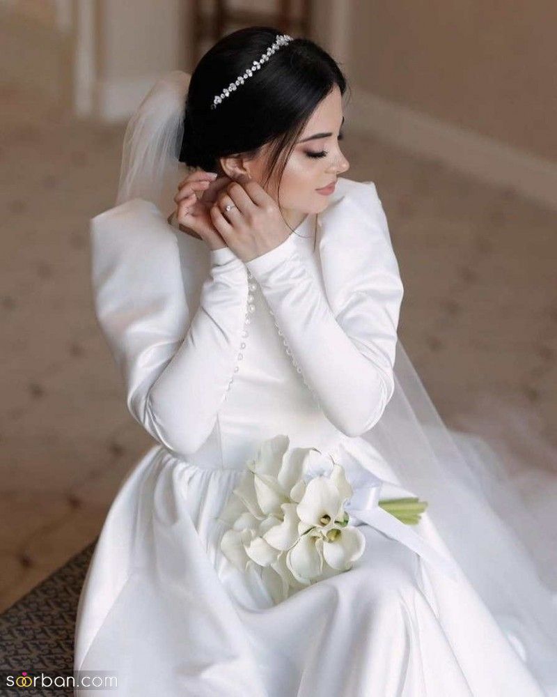 ژست عکاسی عقد تکی عروس | 17 ژست عکاسی عقد از عروس تکی ساده و لاکچری