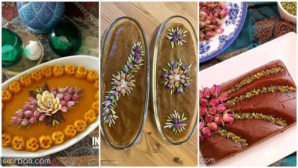 تزیین حلوا با گل محمدی؛ 30 ایده شیک و مجلسی تزیین حلوا برای سفره افطار در ماه رمضان