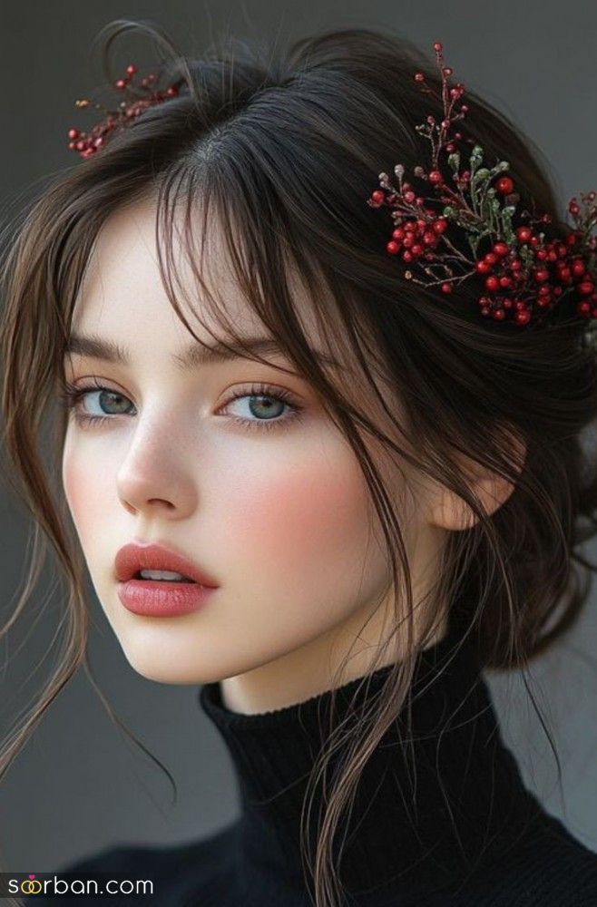 مدل میکاپ با تزیین گل | جدیدترین مدل میکاپ با تزیین گل طبیعی + عکس