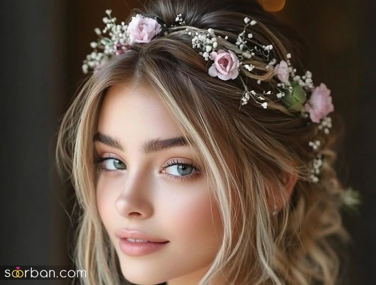 مدل میکاپ با تزیین گل | جدیدترین مدل میکاپ با تزیین گل طبیعی + عکس