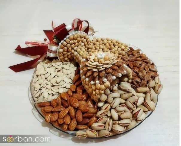 تزیین آجیل عروس | جدیدترین ایده تزیین آجیل هدیه عید به عروس