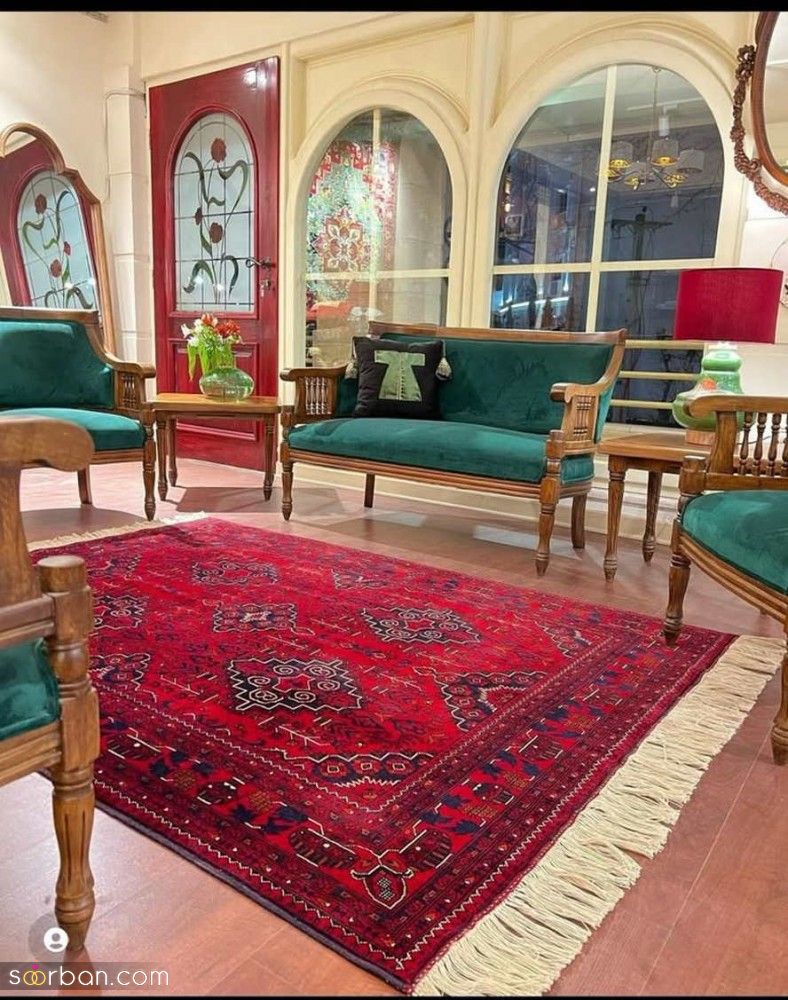 دکوراسیون داخلی خانه با فرش قرمز | فرش قرمز با چه مبل و پرده ای ست میشه؟ 15 ایده دکوراسیون داخلی خانه با فرش قرمز