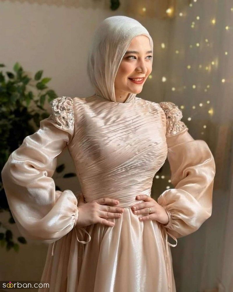لباس عقد نباتی | لباس عقد نباتی 1404 ساده و ساتن و پرنسسی و پف دار برای همه سلیقه ها