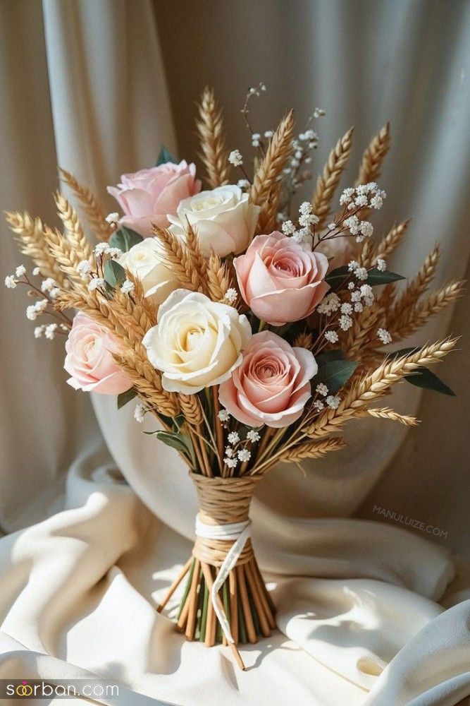دسته گل روستیک عروس | جذاب ترین ایده دسته گل روستیک عروس برای مراسمی رویایی