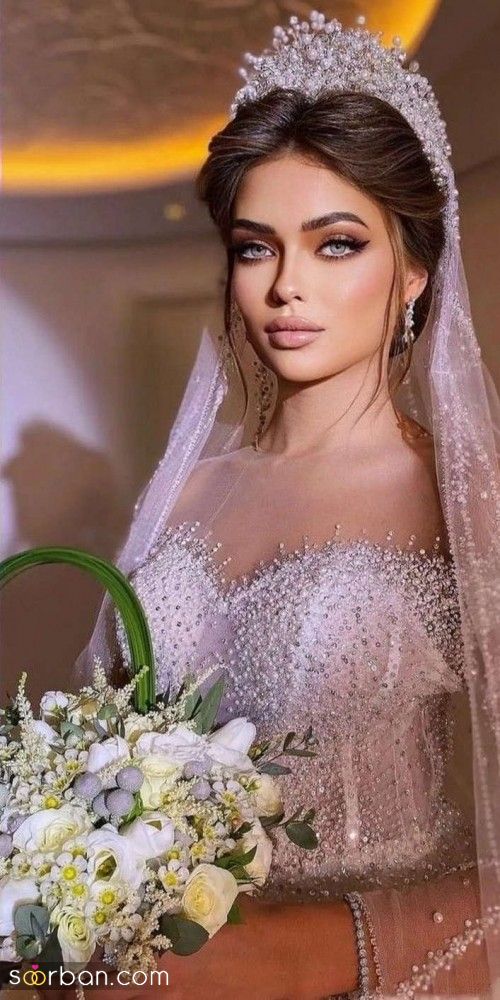 مدل مو عروس پرنسسی | مدل جدید شینیون موی عروس با تاج پرنسسی 1404 متناسب با همه فرم های صورت