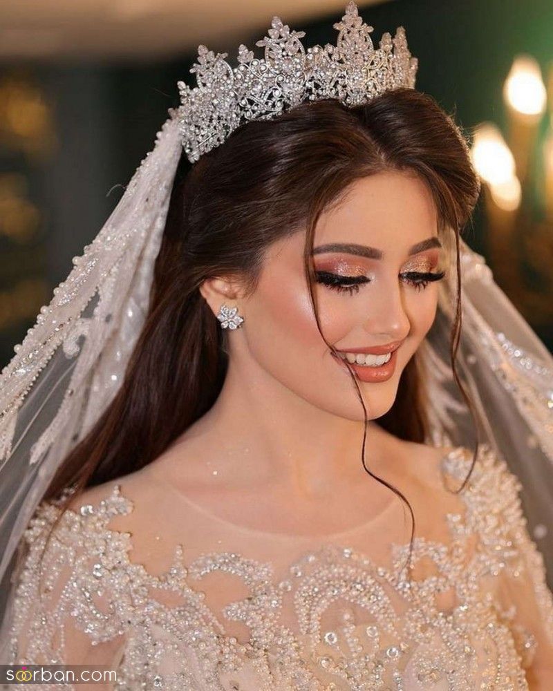 مدل مو عروس پرنسسی | مدل جدید شینیون موی عروس با تاج پرنسسی 1404 متناسب با همه فرم های صورت