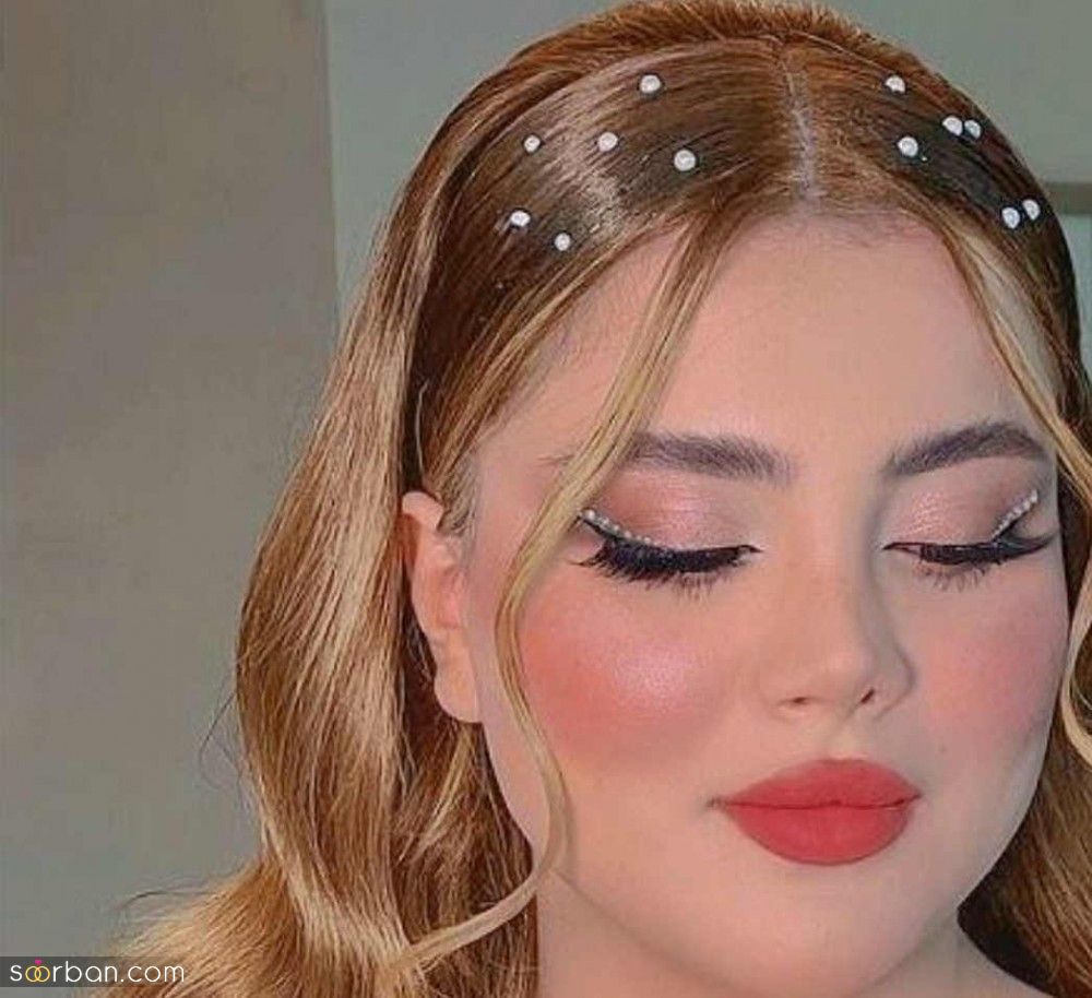 مدل جلوی مو با نگین | ایده های چسباندن نگین روی مو 1404 خیلی خفن برای عروسی و تولدها