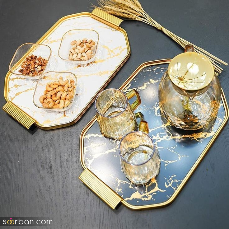 سینی پذیرایی لاکچری ؛ ۳۰ مدل خیره‌کننده سینی پذیرایی لاکچری برای جهیزیه و هدیه دادن!【مدلایی که حس لوکس بودن بهت میده】