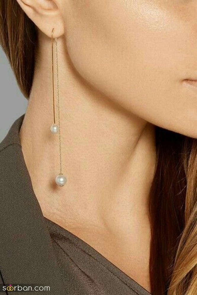 عکس گوشواره طلای بلند | 30 مدل عکس گوشواره طلای بلند آویزی برای استایل های متنوع