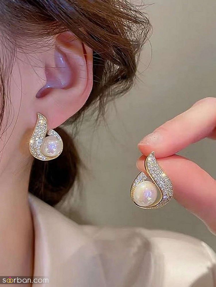 مدل گوشواره طلا با مروارید | 20 مدل ترکیب گوشواره طلا و مروارید برای عروس و دختران جوان 