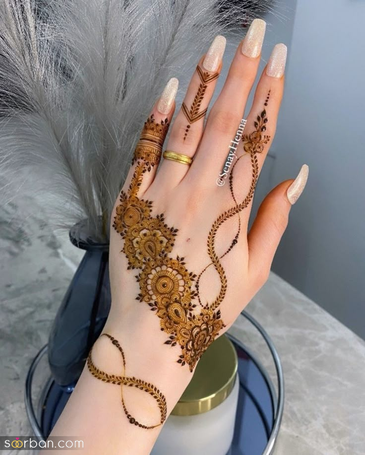 مدل حنا روی دست / ۲۵ طرح جادویی حنا روی دست جدید و شیک برای عروس‌ها و مهمانی‌ها!