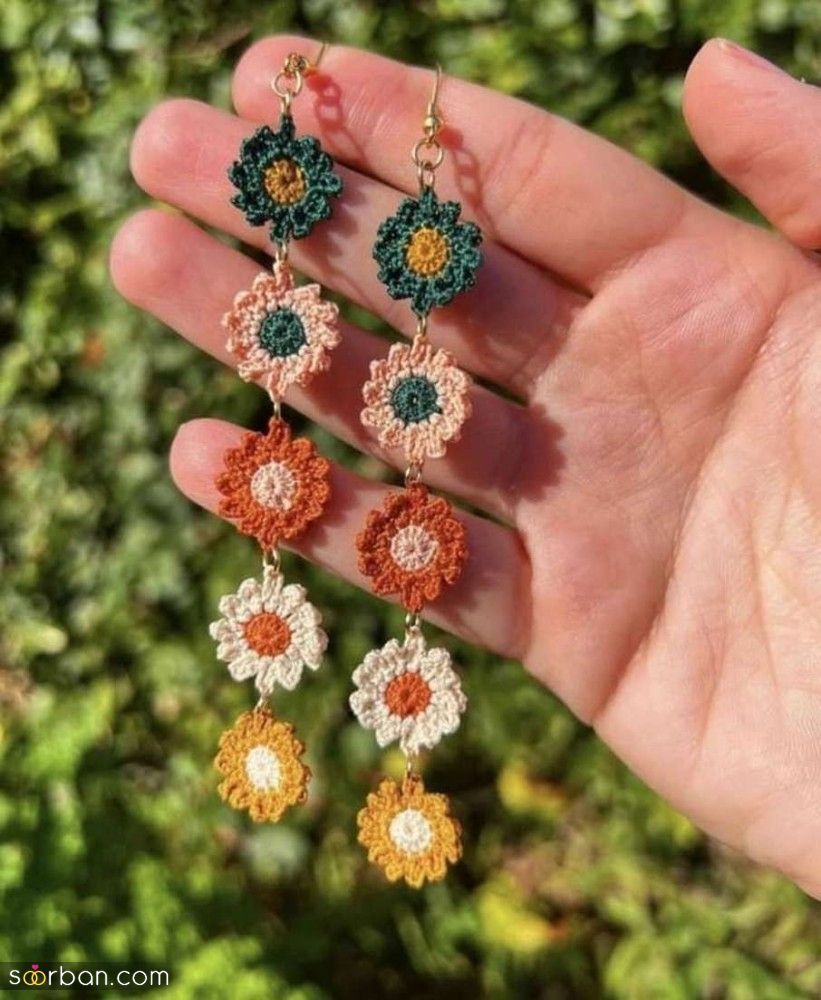 گوشواره بافتنی با قلاب و کنفی | 25 مدل گوشواره بافتنی با قلاب و گوشواره های کنفی برای داشتن استایل های خاص