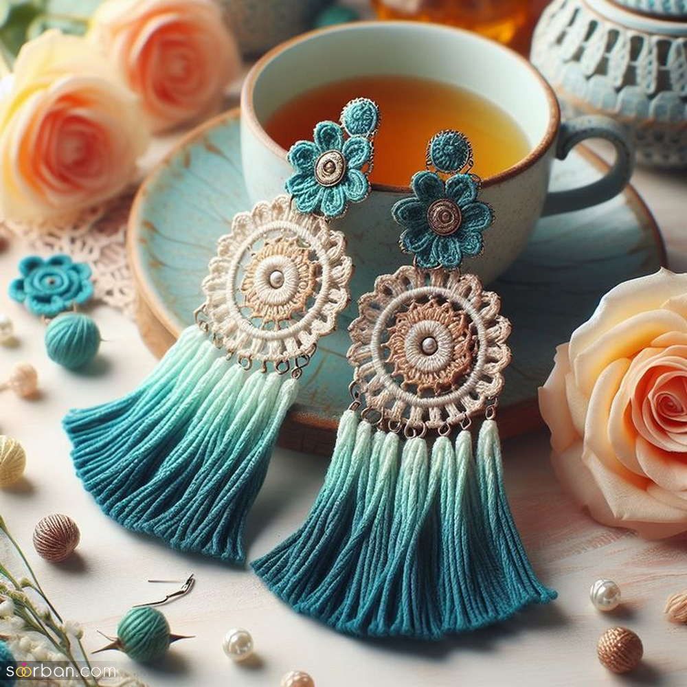 گوشواره بافتنی با قلاب و کنفی | 25 مدل گوشواره بافتنی با قلاب و گوشواره های کنفی برای داشتن استایل های خاص