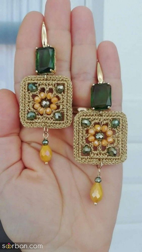 گوشواره بافتنی با قلاب و کنفی | 25 مدل گوشواره بافتنی با قلاب و گوشواره های کنفی برای داشتن استایل های خاص