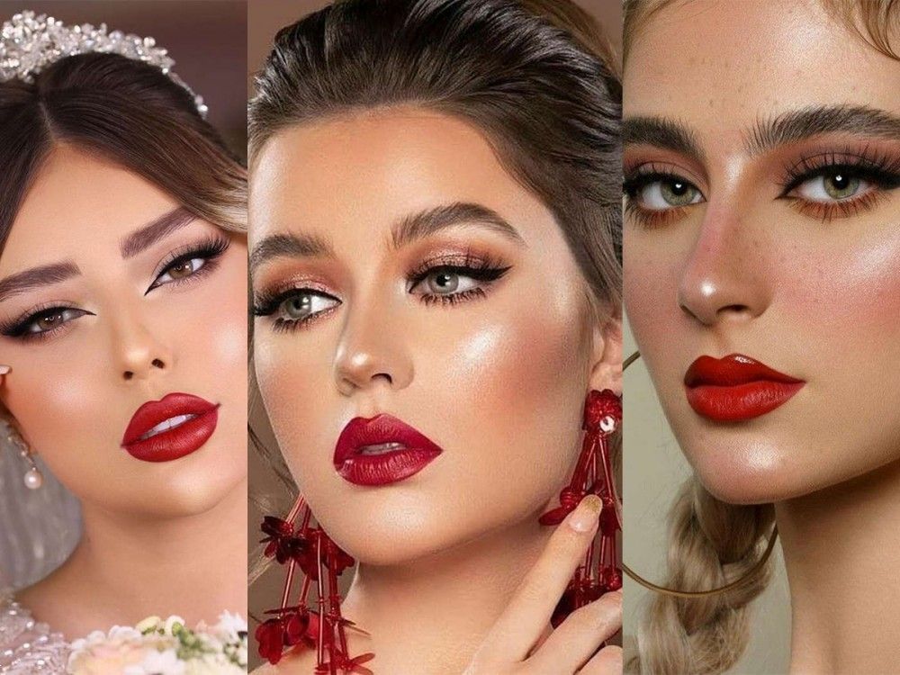 آرايش با رژ قرمز | 20 مدل آرايش با رژ قرمز برای عروسی و بیرون + معرفی بهترین سایه با رژ لب قرمز
