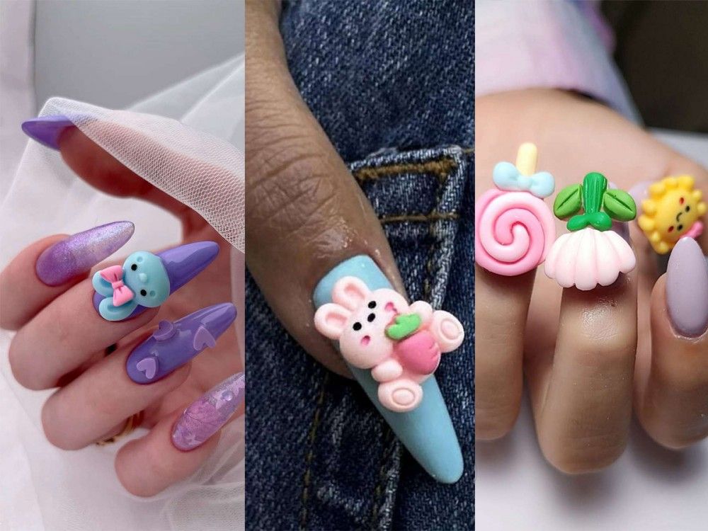 عروسک ناخن برجسته | 20 مدل عروسک ناخن برجسته و ایده های طراحی با عروسک های برجسته ناخن