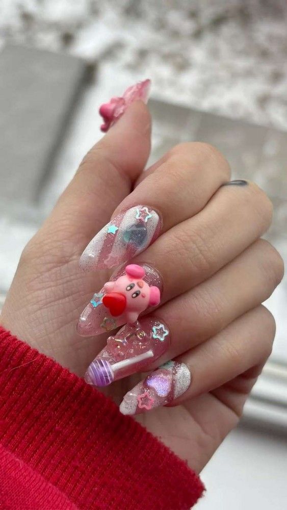 عروسک ناخن برجسته | 20 مدل عروسک ناخن برجسته و ایده های طراحی با عروسک های برجسته ناخن