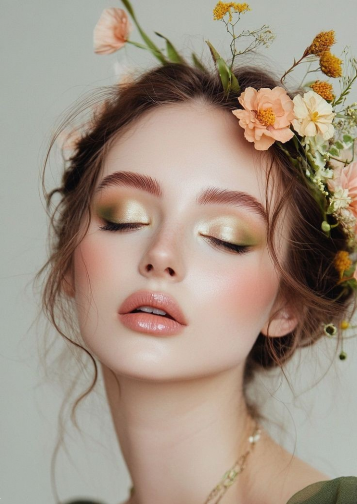میکاپ با گل طبیعی | ۲۵ ایده خاص و لاکچری میکاپ با گل طبیعی برای عروسی یا فرمالیته که تو رو شبیه پری‌های دیزنی می‌کنه!