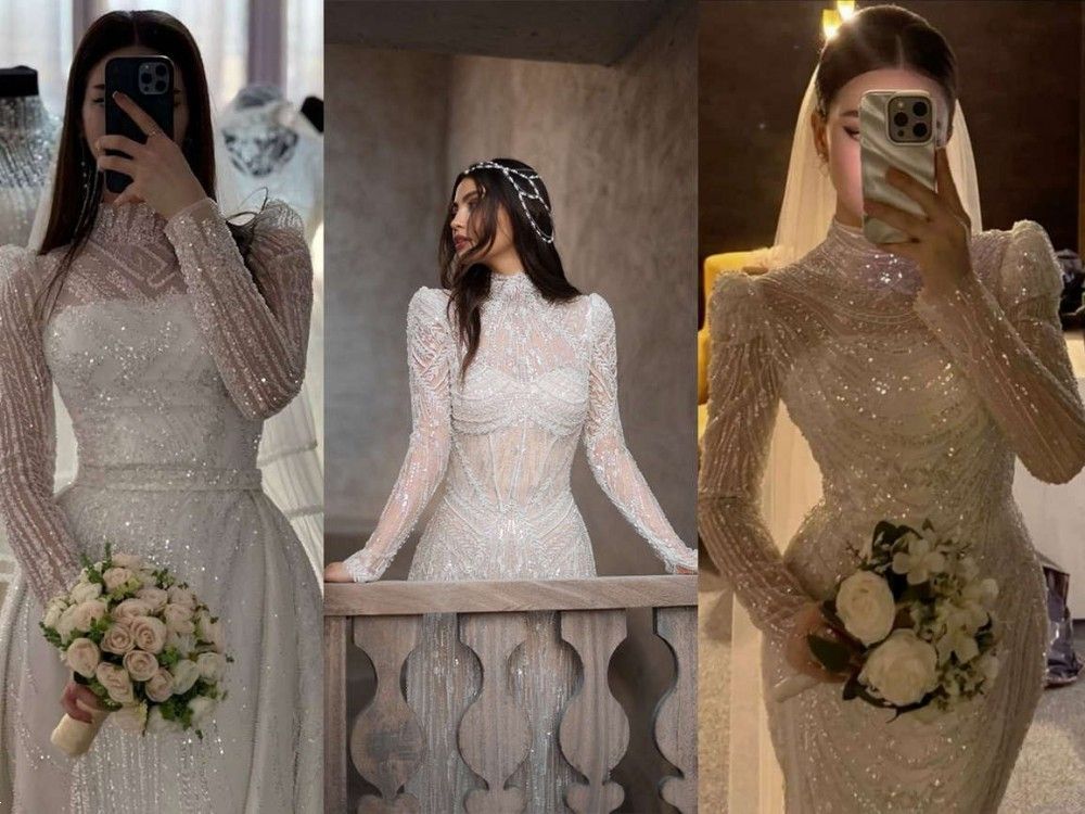 لباس عروس برای عقد جدید | 20 مدل لباس عروس برای عقد جدید بسیار لاکچری و کار شده برای تالار
